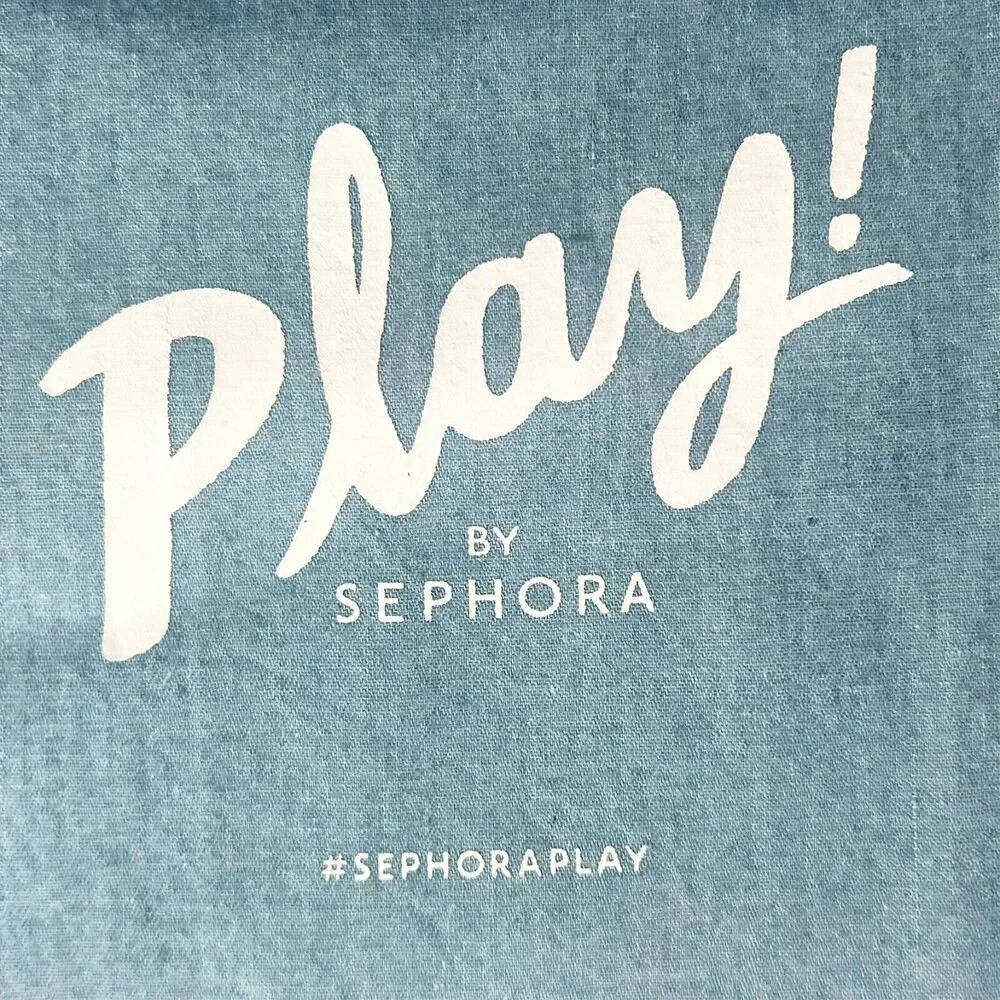 Sephora Play! Soft Denim Drawstring Cloth MakeUp Delicates Travel Bag Blue New